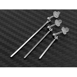 Akusetia Resin Earrings, Set of 3 Bars, Hypoallergenic, Simple, Men, Women, Silver, Resin Silver