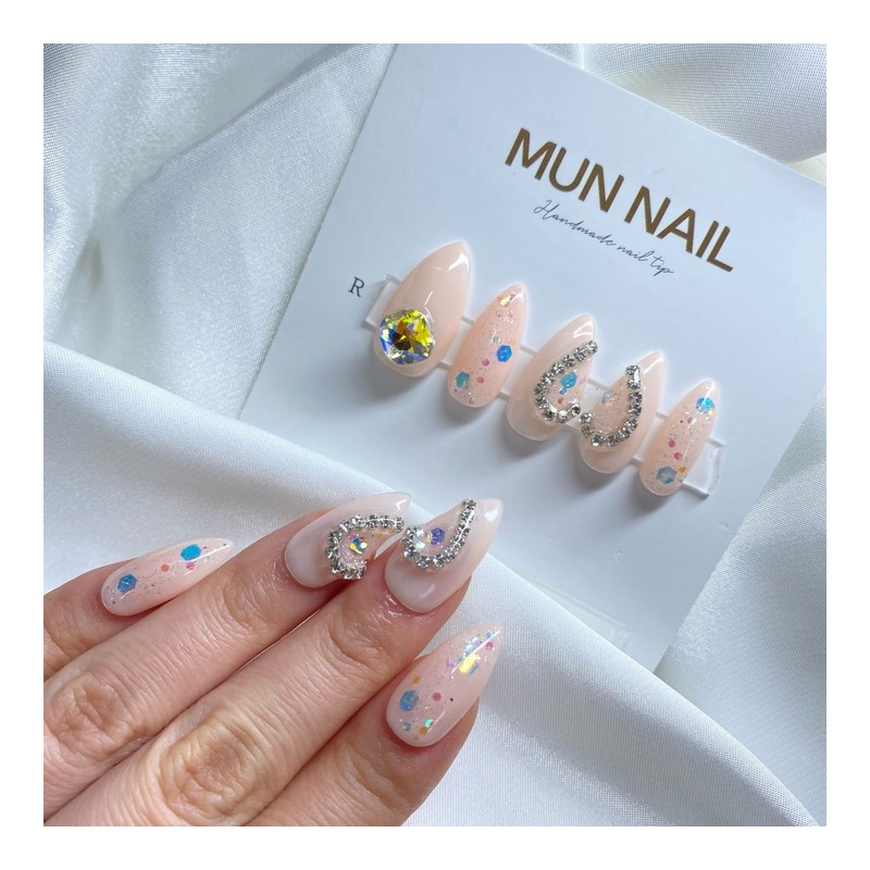 Heart Starlight Nail Tips - Long Point / 하트별빛 네일팁