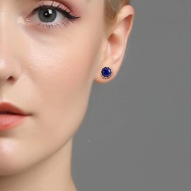 Jewboo 925 Sterling Silver Crown Earrings Healing Crystals and Gemstone Crystal Studs Jewelry Gift（lapis lazuli）