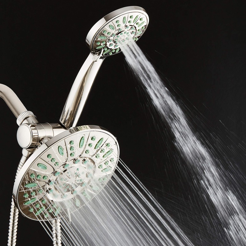 AquaDance Antimicrobial/Anti-Clog High-Pressure 30-setting Rainfall Shower Combo, Microban Nozzle Protection