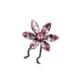 Large Decorative Hair Stick Daisy Flower Rhinestone Crystal Hair Bun Stick, Pink