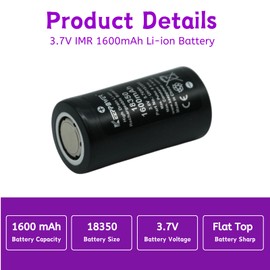 Keeppower Upgrade Capacity 1600mAh IMR 18350 Lithium Rechargaeble Batteries 2 pcs