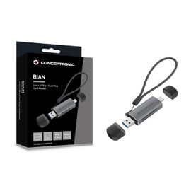 CONCEPTRONIC BIAN05G 2-in-1 USB 3.0 Dual Plug Card Reader SD/MicroSD 3.0 UHS-I