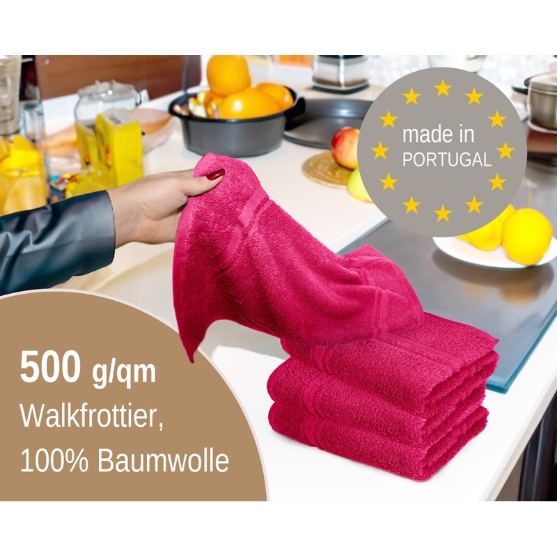 Lashuma London Cotton Dish Cloths Set Red Rhubarb 50 x