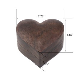 Tighall Black Walnut Wood Portable Proposal Ring Box, Heart Shaped Velvet Soft Interior Ring Holder Ring Box Jewelry Gift Box for Wedding, Engagement