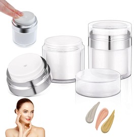 Airless Pump Dispenser, 2 Pieces Cream Pump Dispenser, Refillable Vacuum Cosmetic Container, Empty Lotion Pump Bottle with Lid, Refillable Pump Container, Travel Vacuum Cosmetic Container for Travel