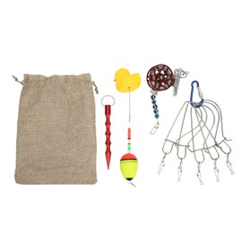 Fish Stringer Live Fish Lock with Reel Float Steel Wire Fishing Lock Buckle Outdoor Fishing Tackles 5 Buckles