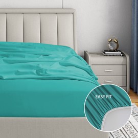 Cathay Home Luxury Wrinkle and Fade Resistant Double Brushed Ultra Soft Microfiber 14-Inch Standard Pocket Single Fitted Sheet, Larkspur Blue, King