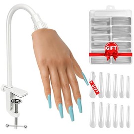 no de práctica Veikmv para uñas acrílicas, mano de silicona realista con dedos flexibles para practicar el arte de las uñas, kit profesional de manos de maniquí para principiantes en manicura y esmaltes en gel.