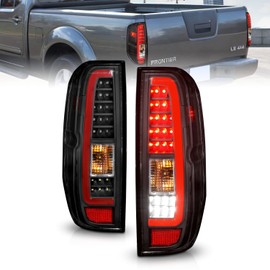 AmeriLite for 2005-2021 Nissan Frontier D40 2009-2012 Suzuki Equator C-Type LED Black Replacement Tail Lights Assembly Set - Passenger and Driver Side