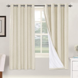 H.VERSAILTEX 100% Blackout Curtains for Bedroom Thermal Insulated Linen Textured Curtains Heat and Full Light Blocking Drapes Living Room Curtains 2 Panel Sets, Bleached Sand, 52x72 Inch