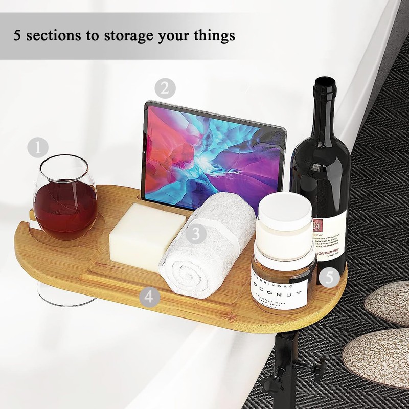 Bathtub Tray, 3 Layer Bathtub Tray Table with Adjustable Height,