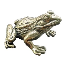 TEAMWILL Small Brass Metal Statue Ornament Animal Figurines Figurine House Office Table Decoration (Frog B)