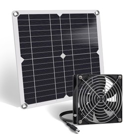 ZINIKIF Solar Fan, 12W Weatherproof Solar Panel with DC Fan for Small Chicken Coops, Greenhouses, Sheds, Pet Houses, Intake or Exhaust air