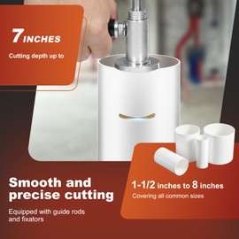 Inside PVC Pipe Cutter Stainless Steel PVC Inside Cutter Tools Fit for 1-1/2 Inch to 8 Inch Pipe 7 in Adjustable Cutting Depth Inside Tube Cutting Tool for Cut Polyvinyl Chloride Tube(Silver+Black)