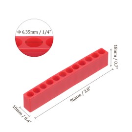 HARFINGTON 6pcs Plastic Hex Shank Screwdriver Bit Holder Organizer 12 Holes 1/4 Inch Plastic Drill Bits Storage Case for Any 1/4" Hex Shank Metal Driver Bits Use, Red