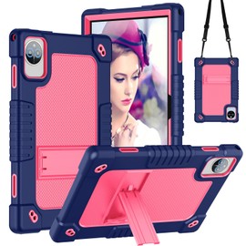 Kebiory for ZONKO D106 10 inch Android 14/for ZONKO D106 Tablet Case Heavy Duty Case Built in Shoulder Strap Kickstand Hand Free Compatible with ZONKO D106 10 inch Android 14 2024 Model (NavyPink)