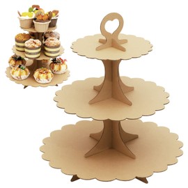Humlindo - Paquete de 2 soportes para cupcakes de 3 niveles, torre de magdalenas, soporte para magdalenas, soporte para magdalenas, soporte para tartas de cartón, soporte para cupcakes, para fiestas, (papel café)