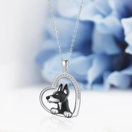 CVRAVO Doberman Gifts 925 Sterling Silver Doberman Necklace Cute Dog Jewelry Gifts for Women Doberman Lovers