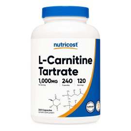 Carnitina Tartrato 1000 Mg , 240 Cápsulas, Mayor Energía Sabor Natural
