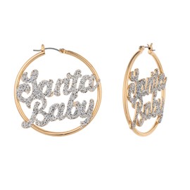 MADISON TYLER Christmas Hoop Earrings for Women | Silver Glitter 'Santa Baby' Lightweight Jewelry for Women | Xmas Holiday Earrings Gifts