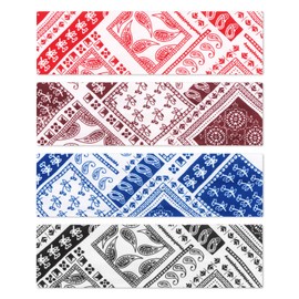 Red Black Blue Paisely Hair Head Bandana Headband for Women 4Pcs