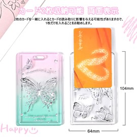 Newseego Pass Case, Commuter Passcase, Cute, Women's, IC Card Case, Trading Card Case, Slide Cover Design, Thin, Vertical, Keyholder, Strap, Employee ID ID IC Card, Commuting to Work or School,