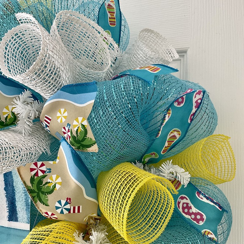 Sip Back And Relax Handmade Deco Mesh Summer Wreath