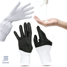 Youneedthat Nitrile Glove Liners for Eczema, 20-Count Aerosilver Safety Gloves with Non-Slip Grip, White (S, M, L) Food Prep Medium (Pack of 20)