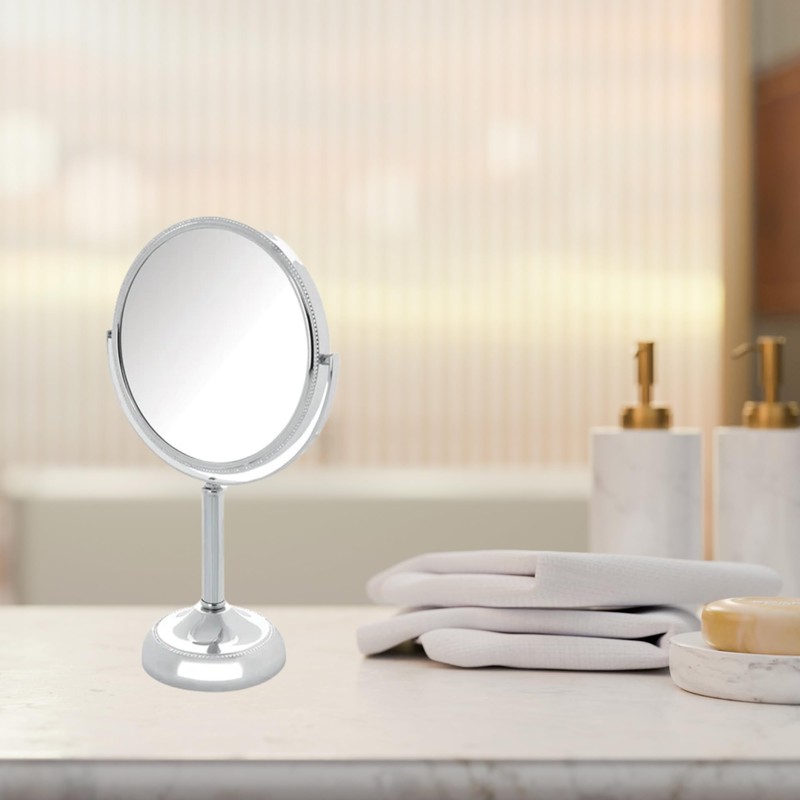 JERDON Two-Sided Tabletop Makeup Vanity Mirror - 10X-1X Magnification &