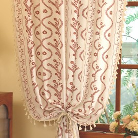 TIVNICO Boho Curtains 2 Panels for Living Room 63 Inch Long,Vintage Floral Print Farmhouse Curtains for Bedroom,Linen Pattern Bohemian Curtain Room Darkening Window Drapes for Dining Room