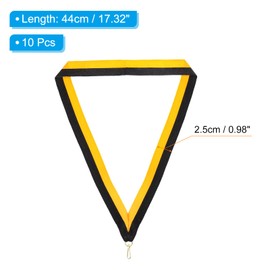 PATIKIL Award Neck Ribbons with Snap Clips, 10 Pcs Polyester Striped Medal Lanyards Ribbon for Competitions Sports Meetings Sports Party, Black Golden