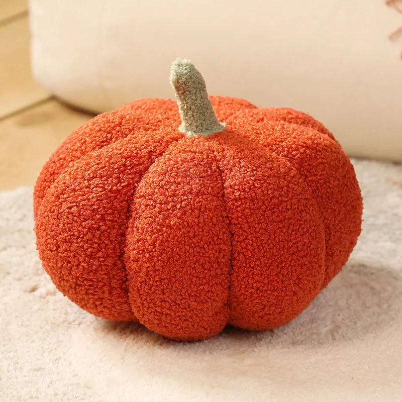 Plush Pumpkin Throw Pillow - Soft Cozy Nordic-Style Decorative Cushion
