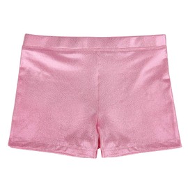 HDE - Pantalones cortos de gimnasia para niñas, pantalones cortos con purpurina, Destellos rosados, 10-12