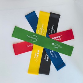 FlexRepairs Resistance Bands for Exercise – Set of 5 Latex Loop Workout Bands for Home Fitness, Glutes, Stretching, Physical Therapy, Strength Training