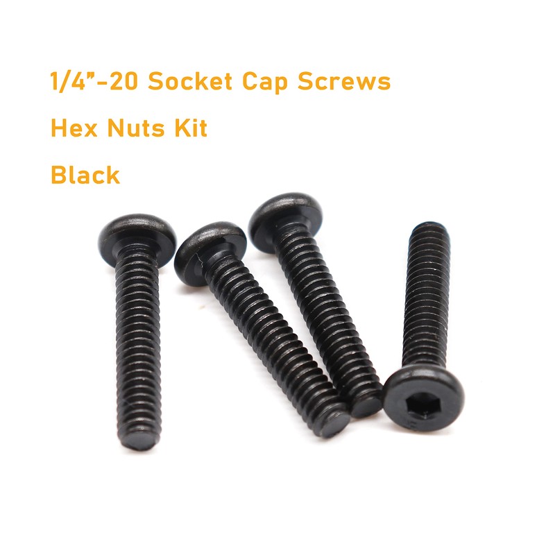 binifiMux 80pcs 1/4"-20 Black Hex Socket Cap Screws and 1/4"-20