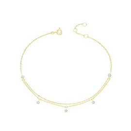 Beautiful 9 Carat (375) Gold Women's Charm Bracelet with Zirconia 18 cm WJS34983, 18 cm, Precious metal, Cubic Zirconia