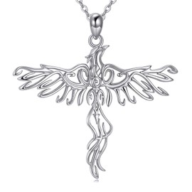 JERWLI Phoenix Necklace 925 Sterling Silver Celtic Knot Pendant Irish Phoenix Jewelry Gift for Women