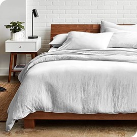 Bare Home Sandwashed Duvet Cover Oversized King Size - Premium 1800 Collection Duvet Set - Cooling Duvet Cover - Super Soft Duvet Covers (Oversized King, Sandwashed White)