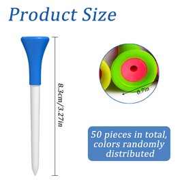 FDRJKN 50Pcs Golf Tees, Plastic Rubber Golf Tees, Durable and Lightweight for Practice, Tournaments, and Gifts, Suitable for All Golfers