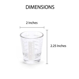 Kolder Mini Measure Heavy Glass, 20-Incremental Measurements Multi-Purpose Liquid and Dry Measuring Shot Glass, White, Set of 3