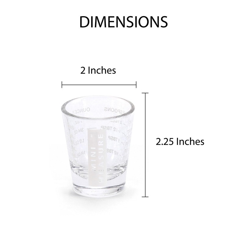 Kolder Mini Measure Heavy Glass, 20-Incremental Measurements Multi-Purpose Liquid and