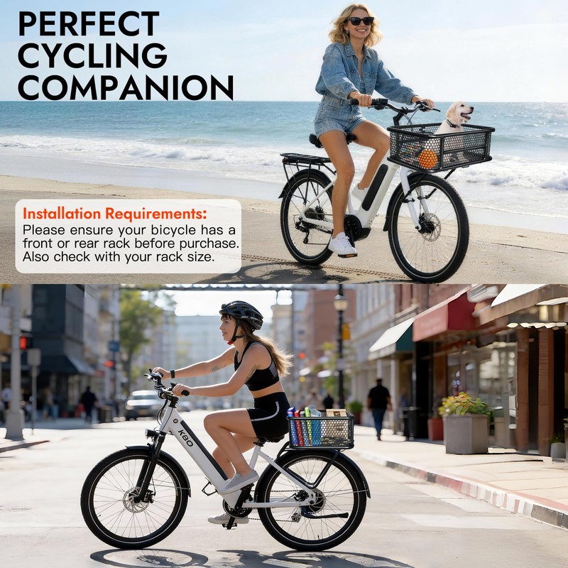 RAYMACE Bike Basket Rear with Reflective Waterproof Cover and Cargo