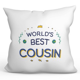 MUGFFINS COUSIN Cushion Padding included - in English - World's Best - Funny gift - Pillow: cover and filling 15.7x15.7 inches
