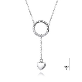 Heart Cremation Urn Necklace for Ashes - S925-Sterling-Silver Heart Memorial Circle Pendant Necklace Jewelry with CZ - I Still Need You Close to Me - for Beloved One