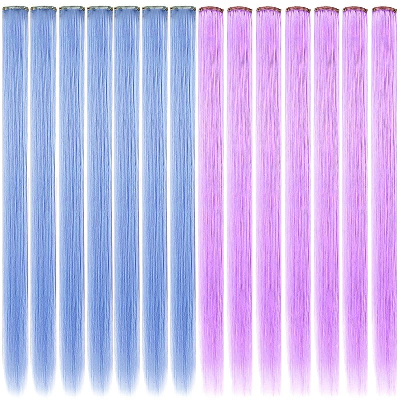 ZHAOWWEI Pack of 14 Princess Colourful Extensions Multicoloured Party Highlights