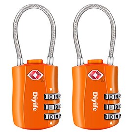 Diyife Cerraduras de Equipaje TSA, [2 Piezas] Cerradura de Seguridad de 3 Dígitos, Cerraduras de Combinación, Código de Bloqueo para Maletas de Viaje, Maletas, etc. (Naranja)