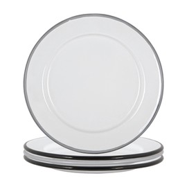 Argon Tableware Enamel Side Plates - 20cm - Pack of 4 - Black/Grey Dining Plates Lightweight Small Dinner Plates for Appetisers, Starters, Mains, Sides, Desserts