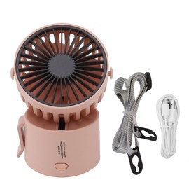 Portable Waist Clip On Fan Necklace Fan Hanging Neck Waist Clip USB Fan with Lanyard Pink