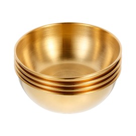 DOITOOL 4pcs Small Bowl Stainless Steel Sauce Dishes Round Seasoning Dishes Sushi Dipping Bowls Appetizer Plates Gold